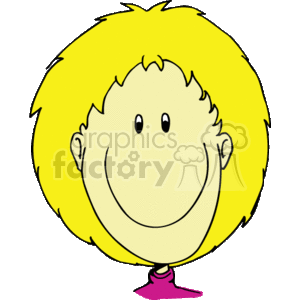 A puffy haired blonde haired girl smiling in a pink shirt clipart.