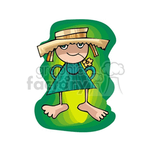 Girl with a daisy in her mouth clipart. Commercial use image # 159018