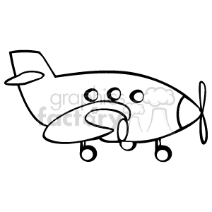 A black and white jumbo jet toy airplane clipart.
