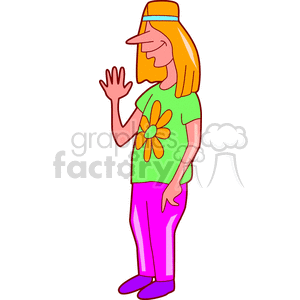 hippy waving his hand  clipart. Commercial use image # 159330
