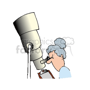 Older woman looking into a telescope making notes clipart. Royalty-free image # 159398