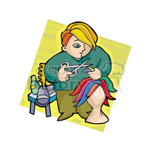Cartoon cosmetology student clipart. Commercial use image # 159917