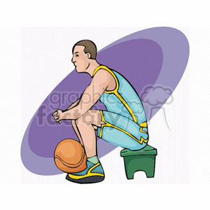 clipart - Basketball player sitting on the bench.