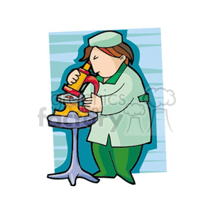 Cartoon person looking through a microscope  clipart. Commercial use image # 159925