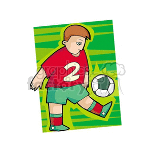 Cartoon boy kicking a soccer ball 