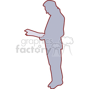 clipart - Silhouette of a man looking at documents .