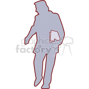 Silhouette of a man walking and holding documents  clipart. Royalty-free image # 159963
