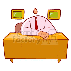Cartoon executive sitting at a desk clipart. Royalty-free image # 159969