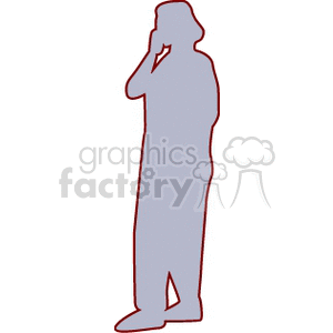 Silhouette of a man on hold