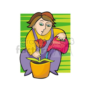 person planting a flower clipart. Royalty-free image # 160204