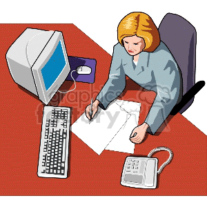   secretary manager office work computer computers desk  office-manager01.gif Clip Art People Occupations 