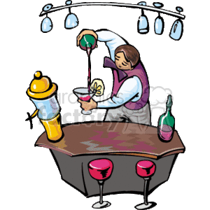 bartender pouring drinks clipart.