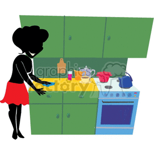  shadow people work working occupations kitchen kitchens cleaning home oven   occupation045 Clip Art People Occupations women lady cook cooking home dinner room