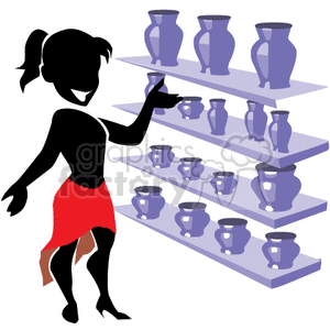  shadow people work working occupations pots pottery female jugs stores vases retail women