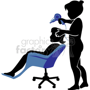 a women doing another persons hair clipart.