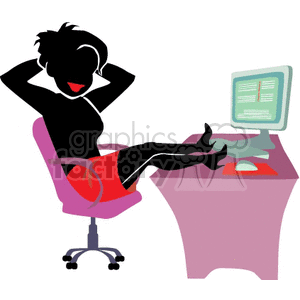  shadow people work working occupations boss relax relaxing desk office computer computers    African+American women