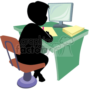  shadow people work working occupations office business computer computers male desk desks paperwork documents   occupation129 Clip Art People Occupations 