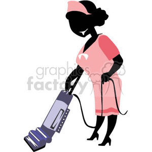 maid vacuuming clipart.