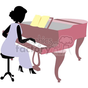 girl playing piano clipart.