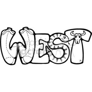 black and white west clipart. Commercial use image # 162784