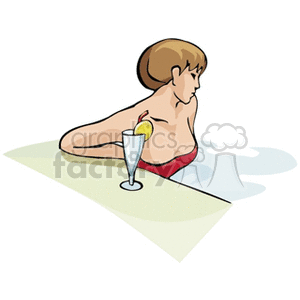clipart - girl in  swimming pool.