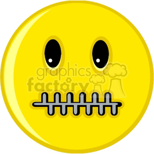 smilie with his mouth zipped shut clipart.