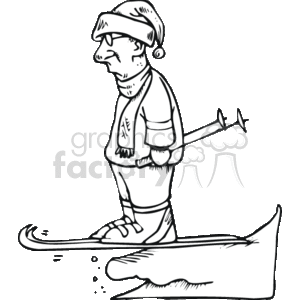cartoon skier outline clipart. Royalty-free image # 168192