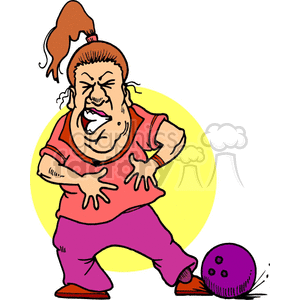 cartoon lady dropped bowling ball on toes clipart.