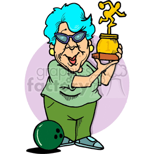 women bowler holding a trophy clipart. Commercial use image # 168632
