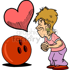 women in love with her bowling ball clipart.