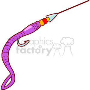 clipart - Worm on a fishing hook.