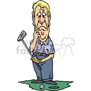 golf golfing golfer golfers  thinking putter putting club clubs sad disappointed putt shot missed cartoon funny