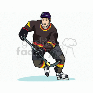 Hockey player with a black uniform clipart. Commercial use image # 169280