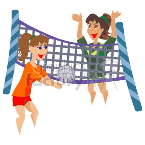 Girls playing volleyball clipart. Commercial use image # 170124
