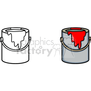 paint can cans bucket black white  red paint+bucket