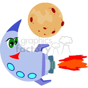 spaceship and the moon clipart.