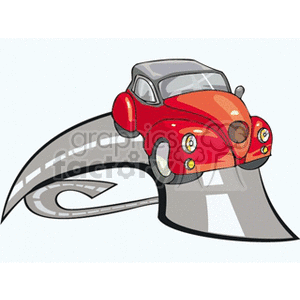 red car on a curvy road clipart. Commercial use image # 172498
