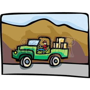 Jeep driving in the mountains clipart. Commercial use image # 172628