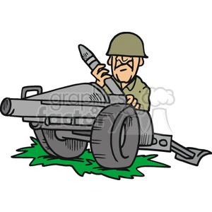 Soldier holding a large field artillery shell animation. Commercial use animation # 172861