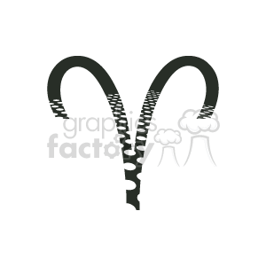 The clipart image shows a stylized representation of the Aries zodiac sign, which is often depicted as a pair of curved ram's horns.