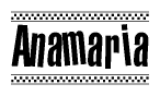The clipart image displays the text Anamaria in a bold, stylized font. It is enclosed in a rectangular border with a checkerboard pattern running below and above the text, similar to a finish line in racing. 