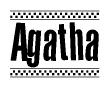 The clipart image displays the text Agatha in a bold, stylized font. It is enclosed in a rectangular border with a checkerboard pattern running below and above the text, similar to a finish line in racing. 
