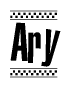 The image contains the text Ary in a bold, stylized font, with a checkered flag pattern bordering the top and bottom of the text.