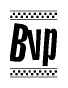 The image contains the text Bvp in a bold, stylized font, with a checkered flag pattern bordering the top and bottom of the text.