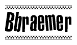The image contains the text Bbraemer in a bold, stylized font, with a checkered flag pattern bordering the top and bottom of the text.