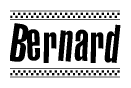 The image contains the text Bernard in a bold, stylized font, with a checkered flag pattern bordering the top and bottom of the text.
