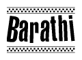 The clipart image displays the text Barathi in a bold, stylized font. It is enclosed in a rectangular border with a checkerboard pattern running below and above the text, similar to a finish line in racing. 
