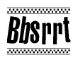 The clipart image displays the text Bbsrrt in a bold, stylized font. It is enclosed in a rectangular border with a checkerboard pattern running below and above the text, similar to a finish line in racing. 