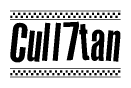 The clipart image displays the text Cull7tan in a bold, stylized font. It is enclosed in a rectangular border with a checkerboard pattern running below and above the text, similar to a finish line in racing. 
