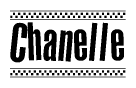 The clipart image displays the text Chanelle in a bold, stylized font. It is enclosed in a rectangular border with a checkerboard pattern running below and above the text, similar to a finish line in racing. 